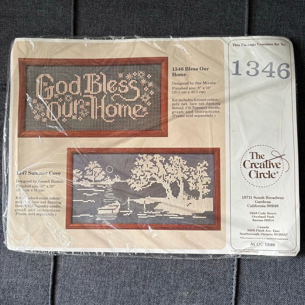 God Bless Our Home Vintage Lace Net Darning Kit by The Creative Circle - 1989